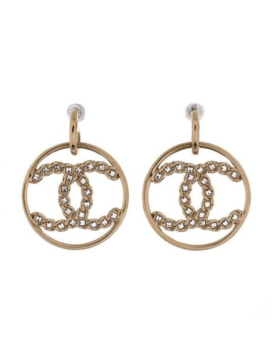 CHANEL Jewelry - Chanel High Society CC Dangle Hoop Earrings with Box & Ribbon